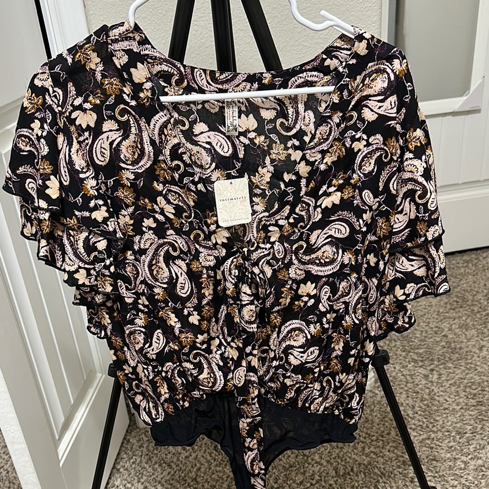 NWT Black Paisley Print Free people Women's Top